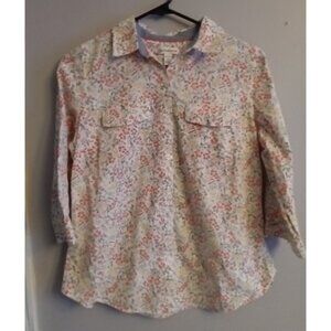 Croft & Barrow Womens Button Up Blouse Size SP  Floral 3/4 Sleeve